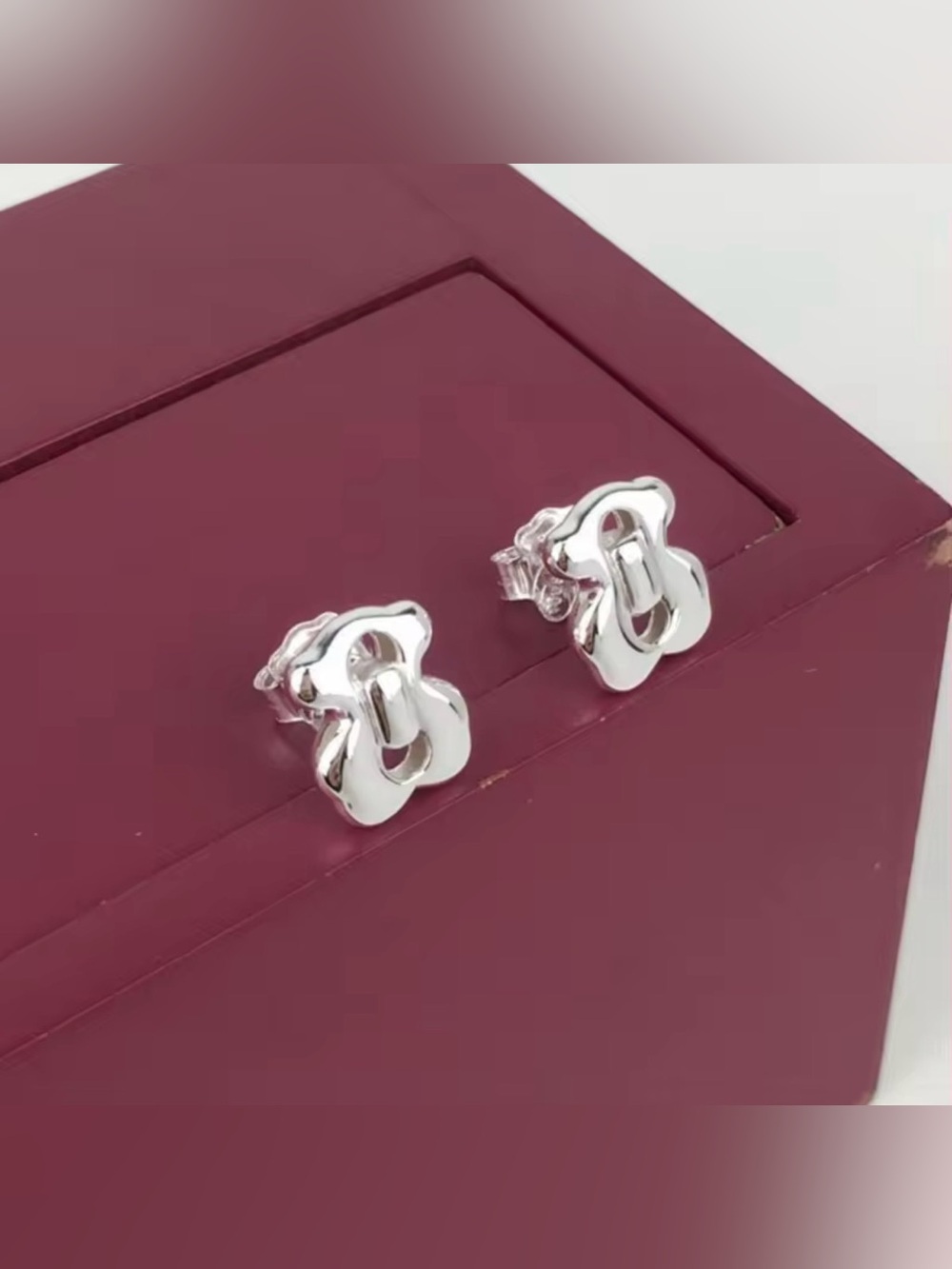 Silver Bear Shaped Earrings sterling silver 925 - Picture 2 of 8